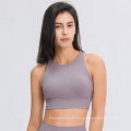 Dropshipping High Neck Sleeveless Top Hollow Back Comfortable Yoga Bra Crop Workout High Impact Sports Bra